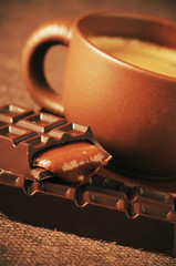 Cup of coffee and chocolate