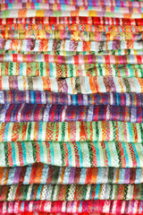 Stack of colorful  fabrics