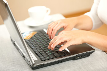 Woman's hands and laptop