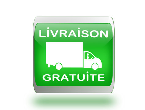 bouton vert carr&eacute; livraison gratuite avec camion