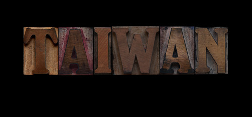 the word Taiwan in old letterpress wood type