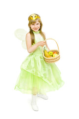 Girl in costume fairies with apples