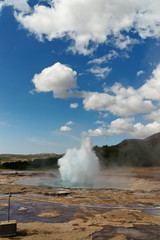 Strokkur Geyser begins to erupt