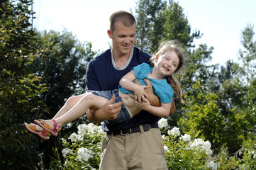 Father and daughter playing