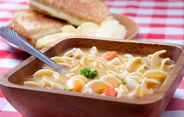 soup closeup and sandwich