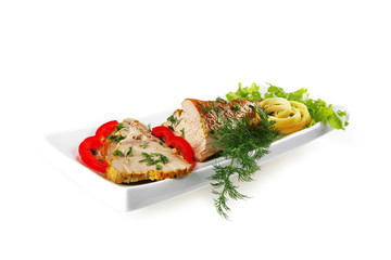 tuna chunk served on white