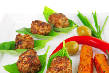 small french beef cutlets on basil