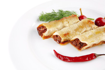 italian cannelloni and peppers