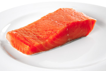 smoked salmon on white plate