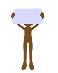 Fototapeta premium Cute Brown Silhouette Guy Holding A Blank Business Card