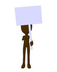 Cute Brown Silhouette Guy Holding A Blank Sign