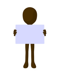 Cute Brown Silhouette Guy Holding a Blank Business Card