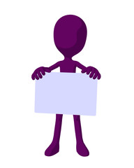 Cute Purple Silhouette Guy Holding a Blank Business Card