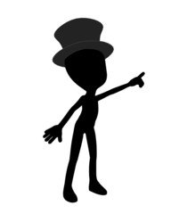 Cute Black Silhouette Top Hat Guy