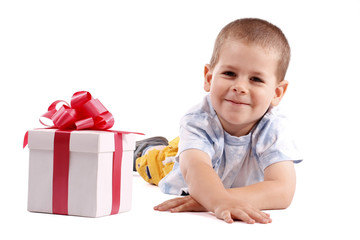 Little boy and gift