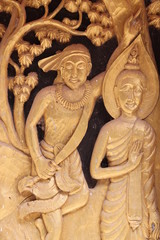 art on window of temple, Wat Kwan Muang, Borabue, Mahasarakam