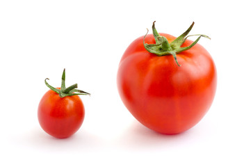 Two red tomatoes, small and big