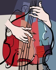 Foto op Plexiglas Vector illustration of a double bass composition © Isaxar