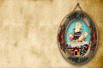 Obraz na płótnie Canvas christmas tarjeta postal de navidad santa claus antigua