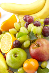 fresh fruits on the white background