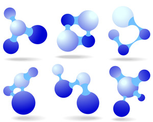 Set of blue abstract symbols