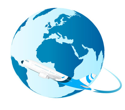 recommend clip art: Airplane flying around the world