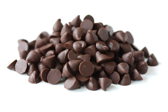 Chocolate Chips on White Background