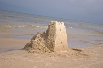 Sand castle on the beach