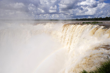 Top view of Iguazu waterfalls in Argentina