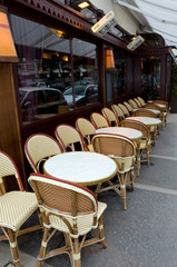 Paris. Tables in street cafe