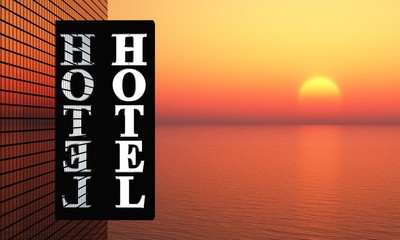 3D - Sunset Hotel Sign