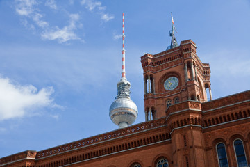Townhall and television tower in Berlin