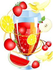 Frullato di Frutta-Fresh Fruit Milkshake-Vector