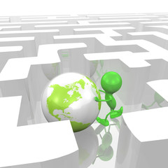 Man and Globe in a Maze