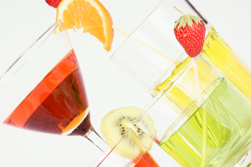 Colored aperitif drinks