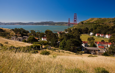 View of Fort Baker and the Golden Gate Bridge in California