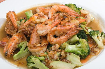 fried shrimp and broccoli