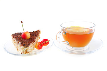cherry cake and tea