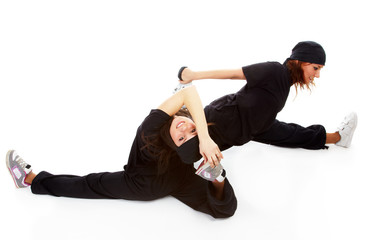 two beautiful girls breakdancers