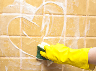 heart on soap wall