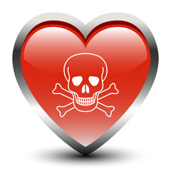 Heart Shape Skull Sign Icon