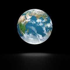 Fototapeta na wymiar Earth model on black background with shadow