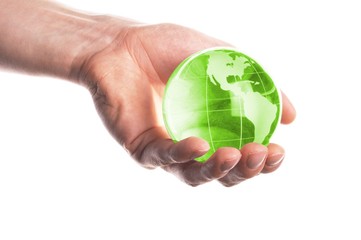 hand holding globe