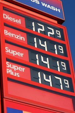 Preistafel an Tankstelle