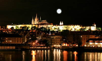 Fototapeta premium The night view of the beautiful Prague City