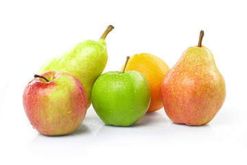 fresh fruits on the white