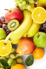 fresh fruits on the white background