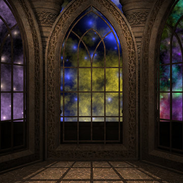 magic window in a fantasy setting. 3D rendering of a fantasy the