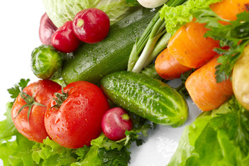 fresh vegetables on the white background