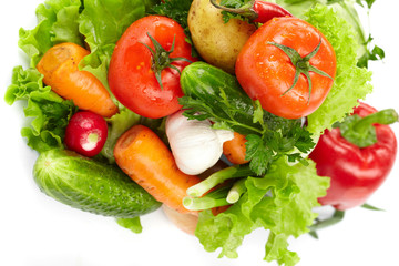 fresh vegetables on the white background